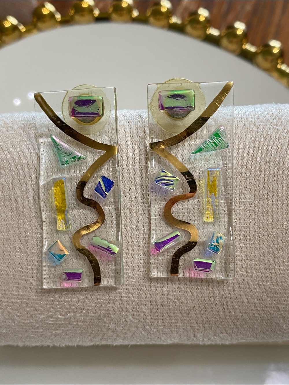 Iridescent Confetti Fused Artisan Glass Earrings
